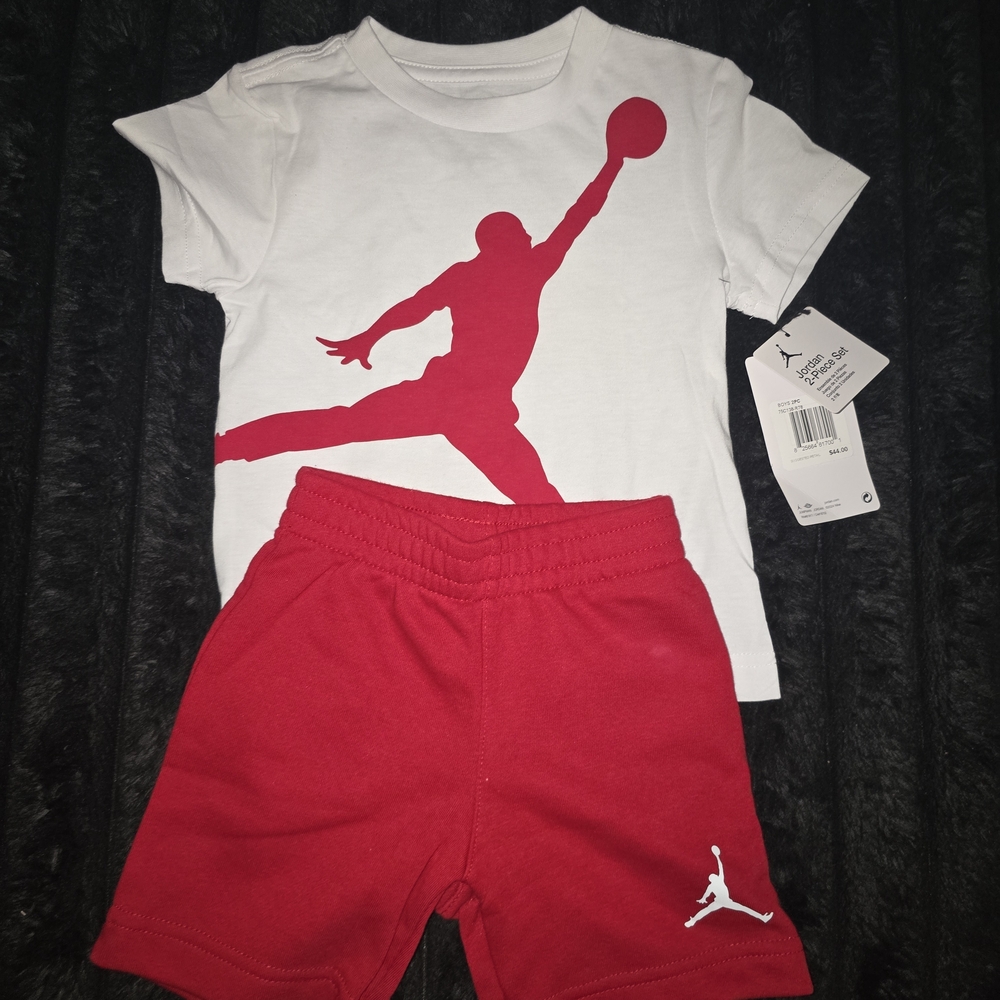 Jordan Kids' Red and White Graphic Tee Set